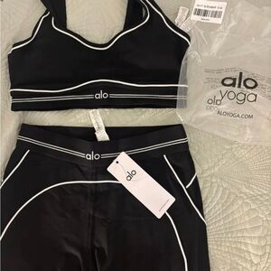 ALO Yoga Black Set with White Trim